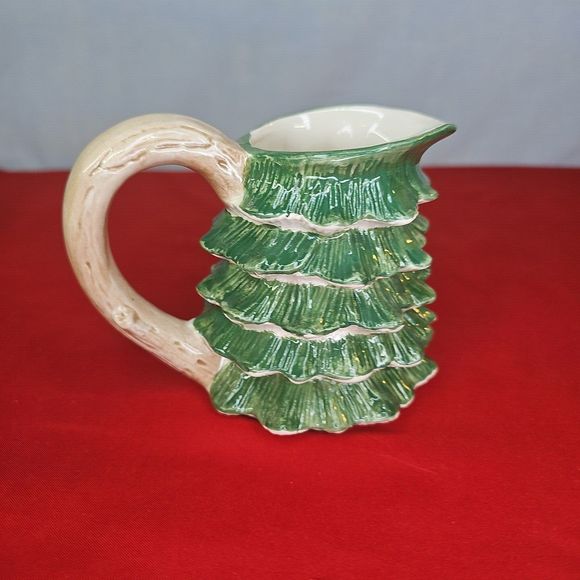 Christmas Pine Tree Creamer Mug Vintage 1989 Green Cup 6 oz Holiday Xmas - Picture 6 of 12